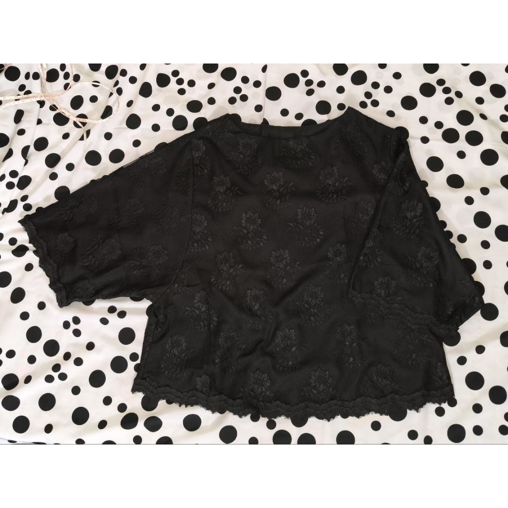 Atasan Blouse Baju Brokat Brukat Hitam Jumbo Wanita