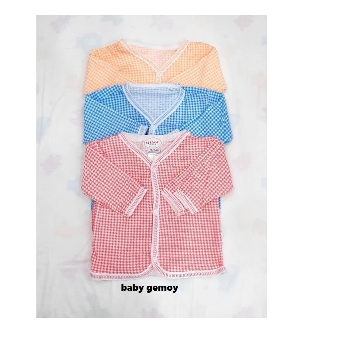 Usagi Baju Bayi Kancing Depan Usagi Catur 3 pcs Katun Lembut