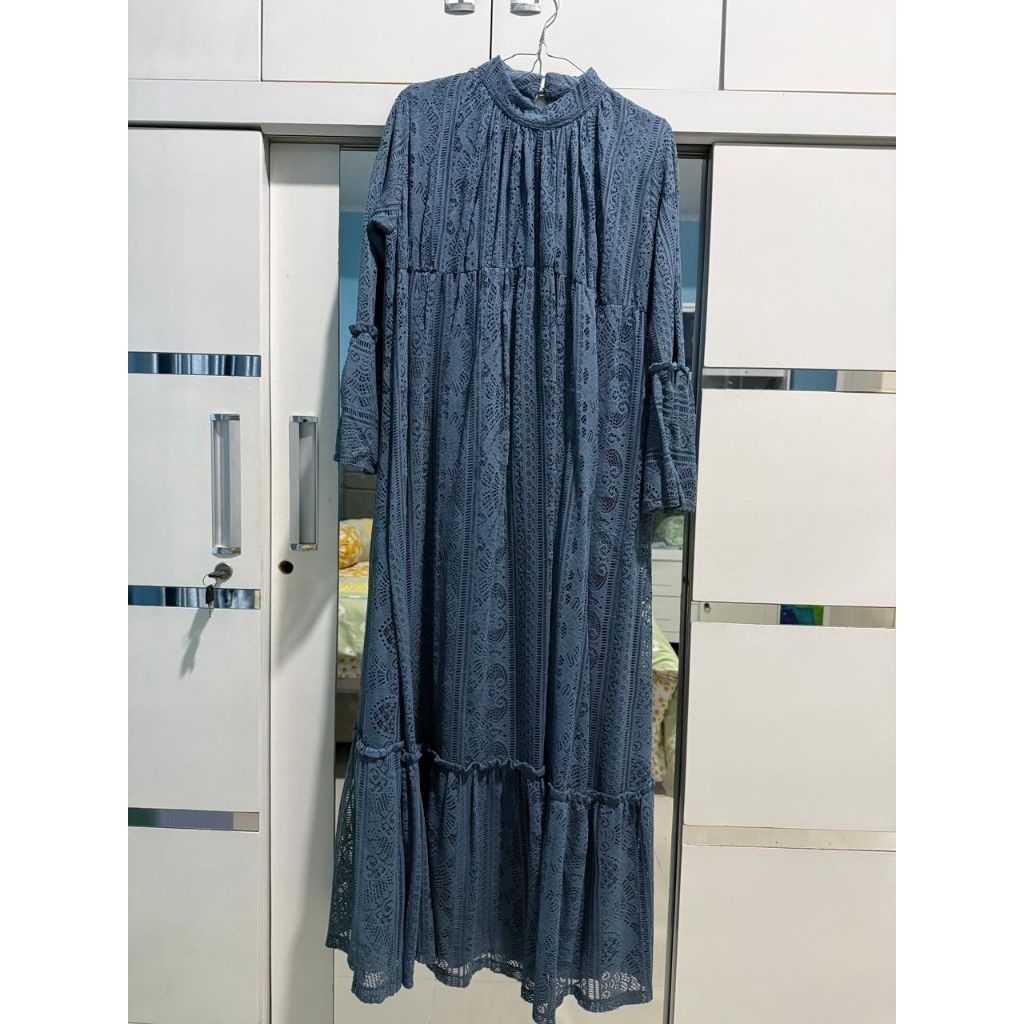 preloved gamis brukat KASA Heritage Biru. tersedia size M dan XS