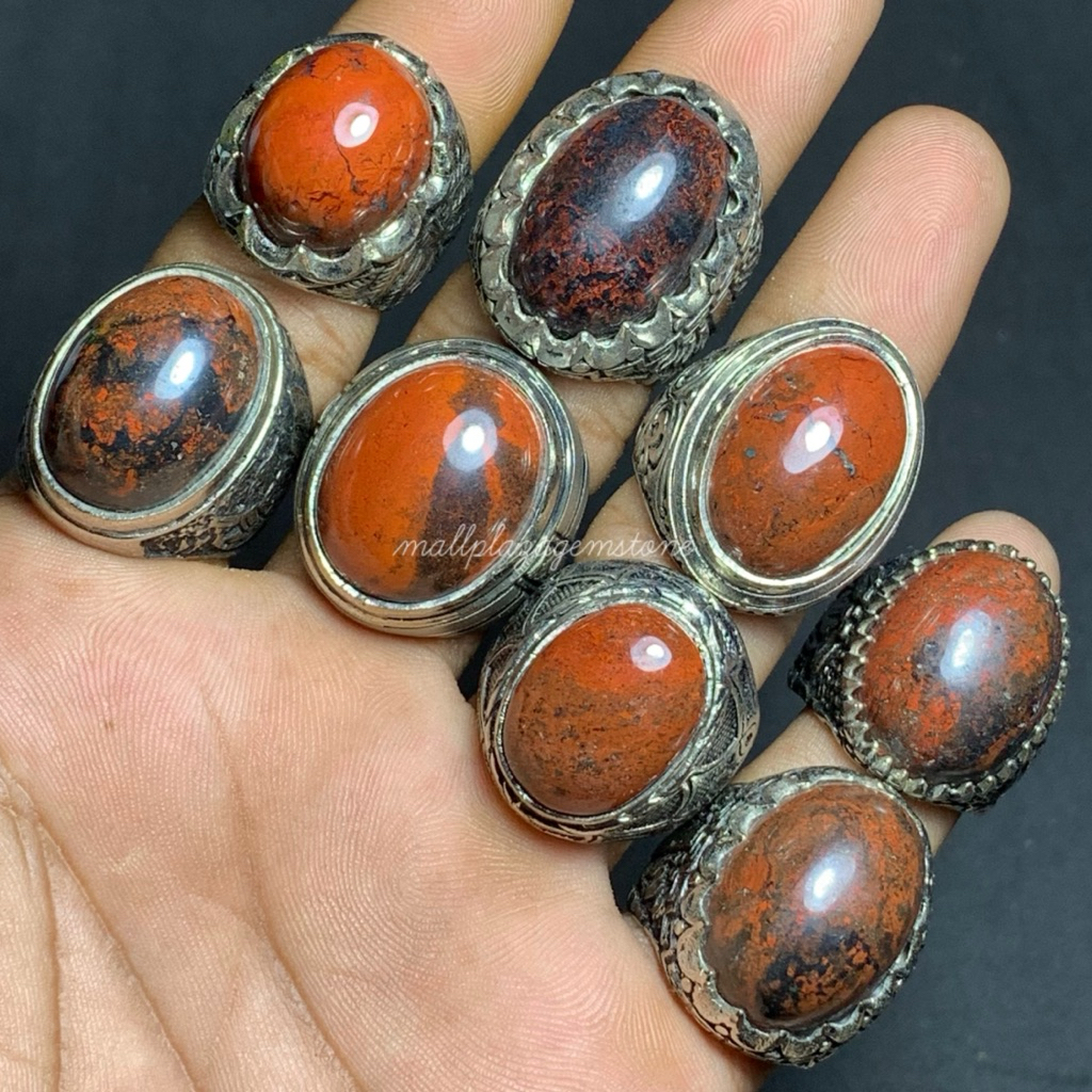 batu badar besi merah cabe nempel magnet ring alpaka / batu cincin badar besi merah / batu badar bes