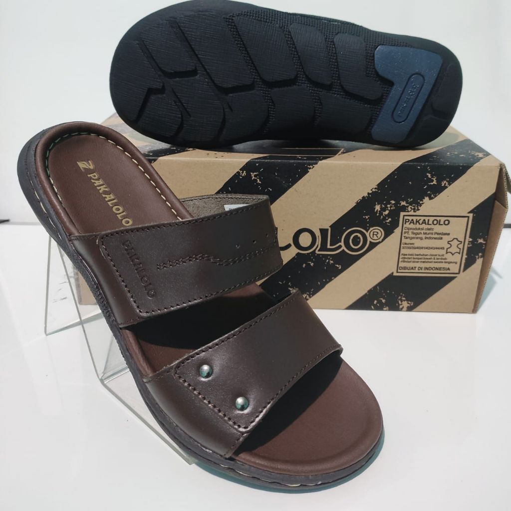 PAKALOLO Arjuna 03 Brown / Sandal Pria Kulit Asli / Sendal Selop Terbaru Original Pakalolo