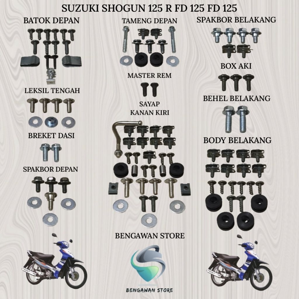 Baut Full Set Cover Bodi Body Suzuki Shogun 125 R FD 125 FD 125