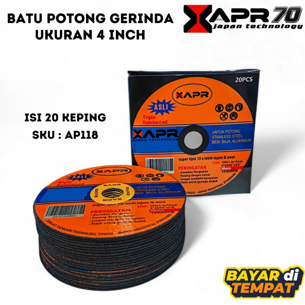 XAPR Bigsale AP118 Batu Potong Gerinda 4 Inch Mata Potong Besi Stainless Baja Aluminium Pipa Tebal