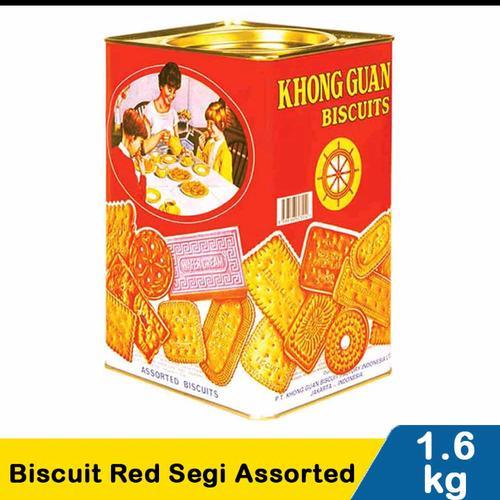 Khong Guan Biscuit Red 1600 Gram Biskuit Assorted Kaleng Kotak