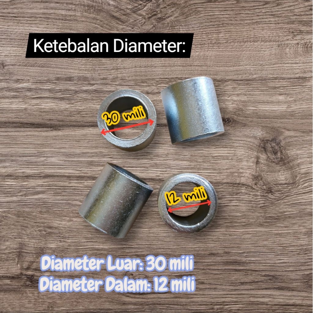 Bosh As Besi Diameter Luar 30 Mili Diameter Dalam 12 Mili