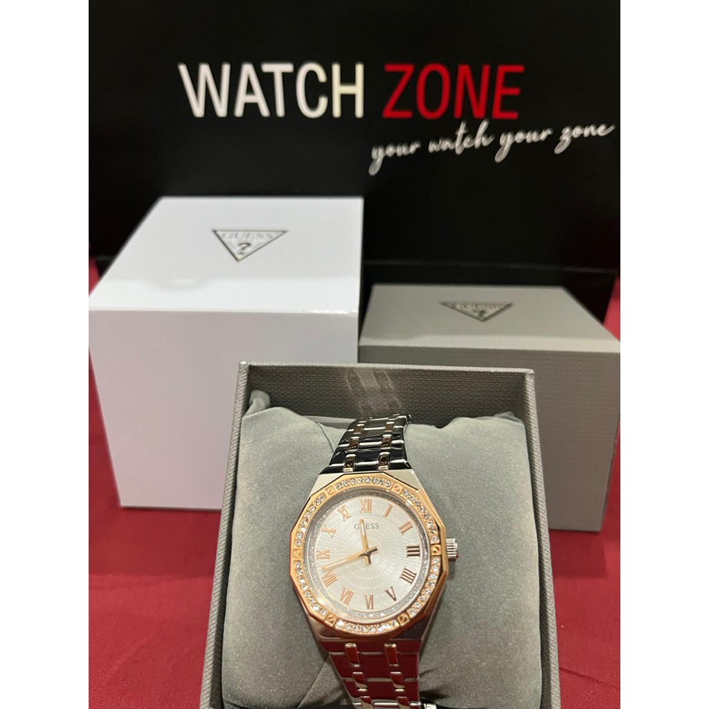 Guess Ladies Watch Desire Silver Rose Gold Tone