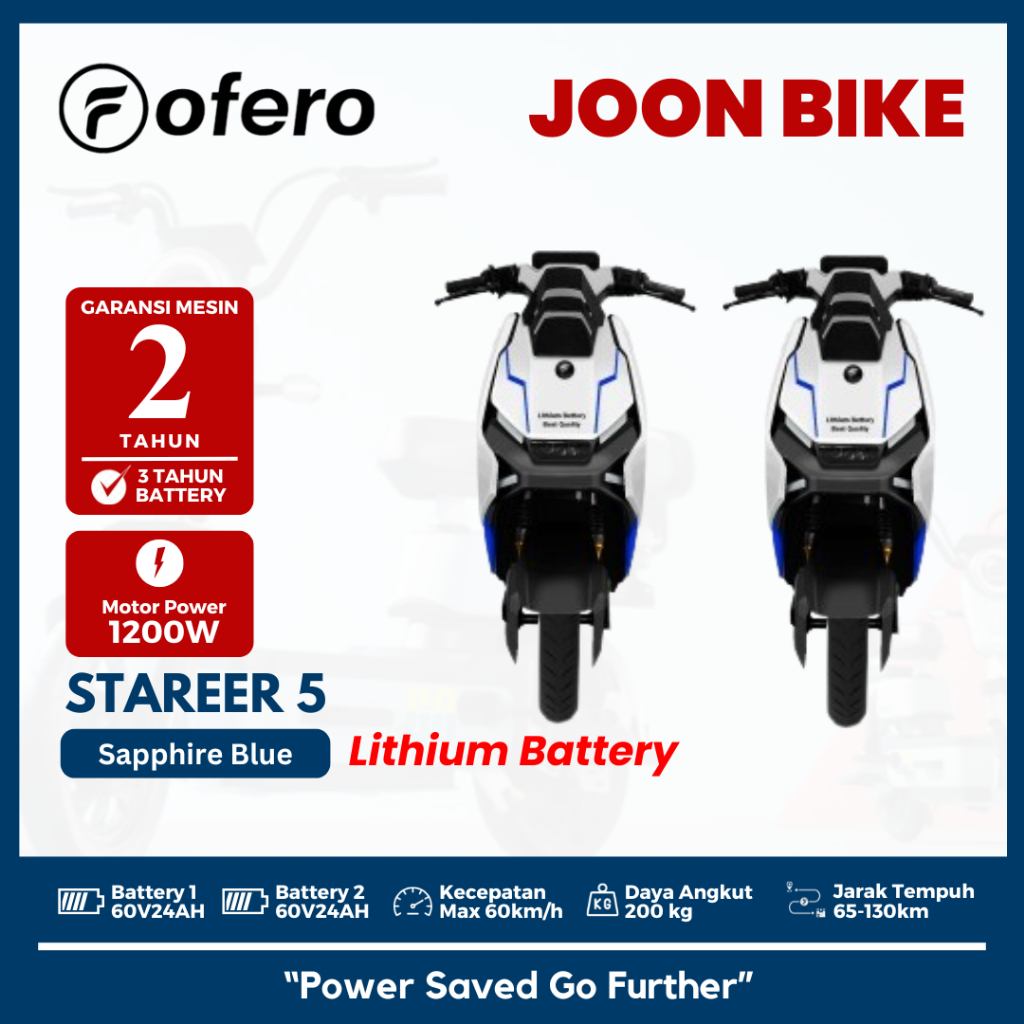 SEPEDA LISTRIK OFERO TERBARU STAREER 5 LITHIUM GARANSI RESMI 3 TAHUN DENGAN JASA HOMESERVICE SEKITAR