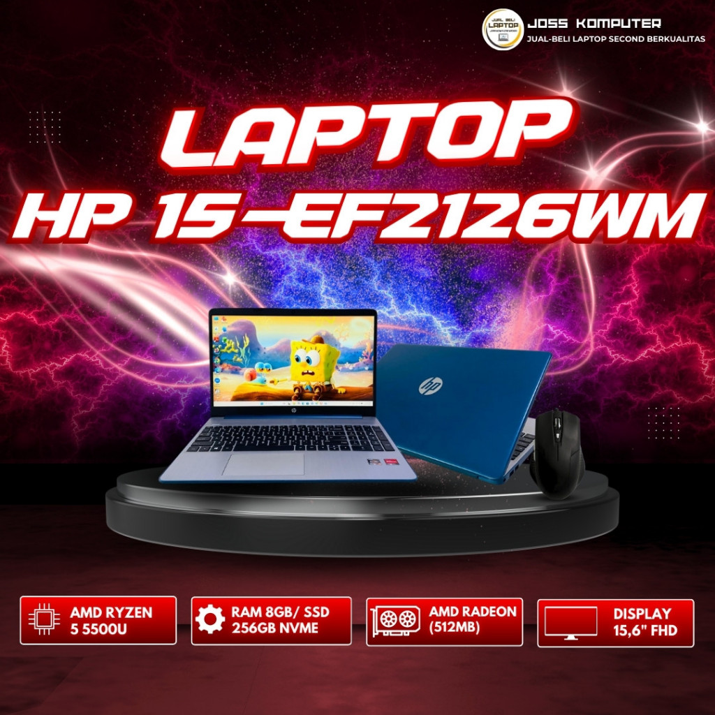 Promo Laptop HP 15-EF2126WM - Ram 8GB/SSD 256GB NVMe / Laptop Terlaris / Laptop Ryzen 5