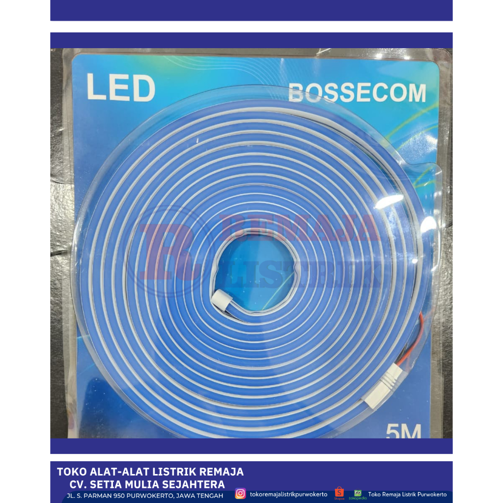 LAMPU LED STRIP / NEON FLEX LAMPU PITA 5 M BIRU BOSSECOM IP 65