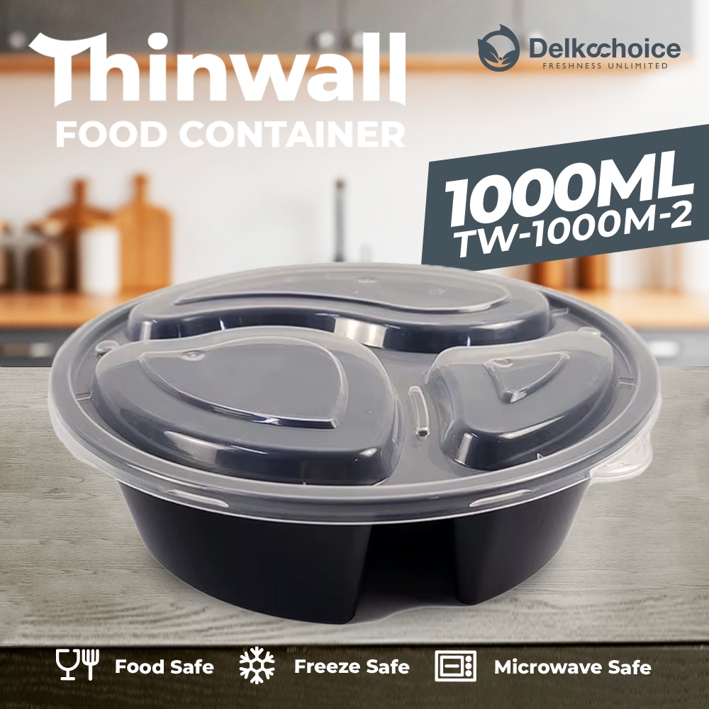 (PACK 50) Thinwall Sekat DKM ROUND Compartment premium 3 sekat 1000 ml
