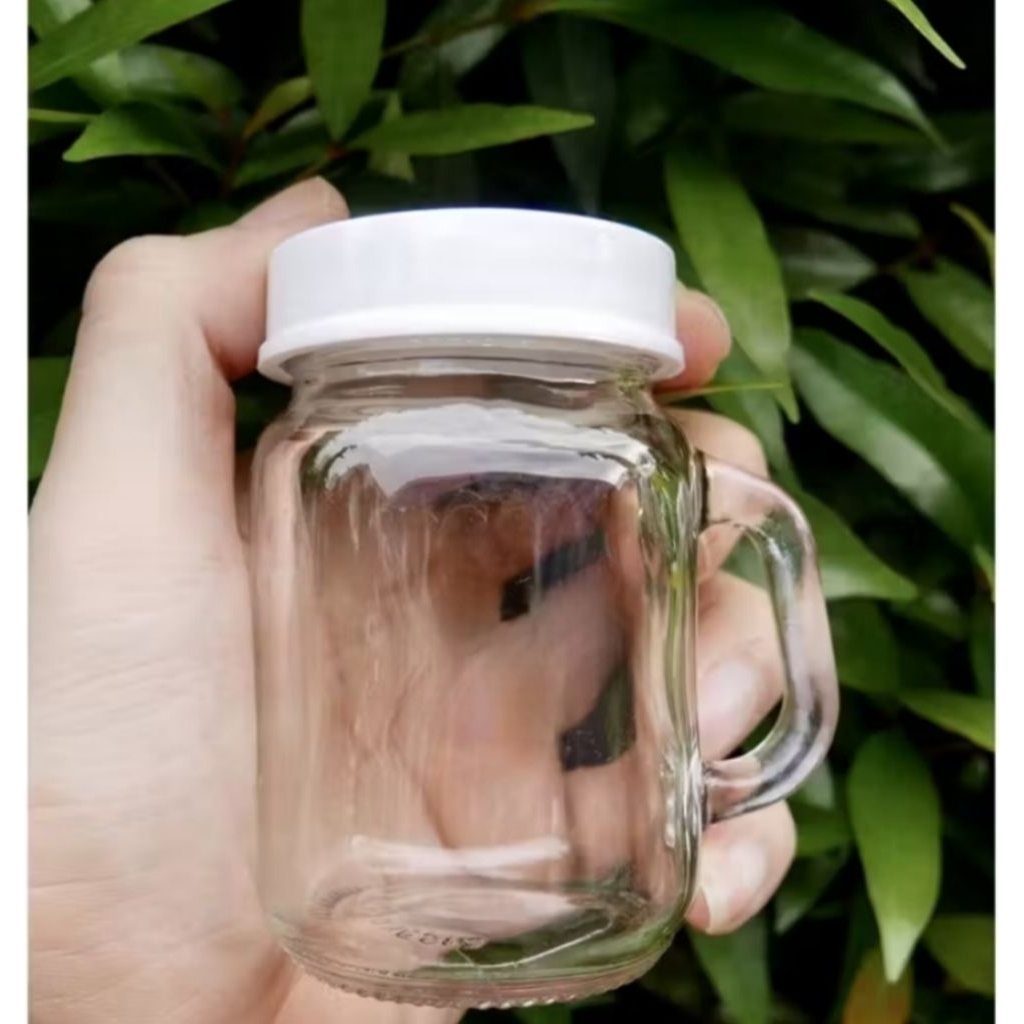 Gelas Tutup Berlubang Kaca Kecil Mug Jar Mini Gelas Kaca Merica Lada Bumbu Dapur