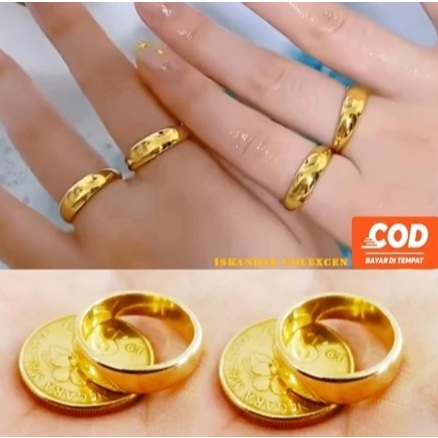 CINCIN KOIN ASLI LOGAM MOTIF POLOS TIDAK LUNTUR LAPIS EMAS BISA COD