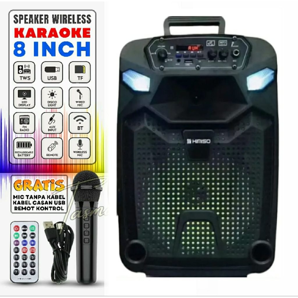 Salon Aktif Pembesar Suara Portable Ukuran Besar 8Inch Type 7801 Free Microphone + Remote / Speaker 