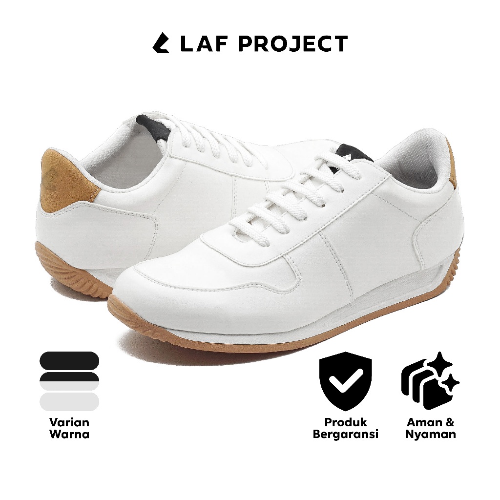 Sepatu Sneakers Pria Casual Kasual Formal Santai Kerja Aruna Putih LAF Project