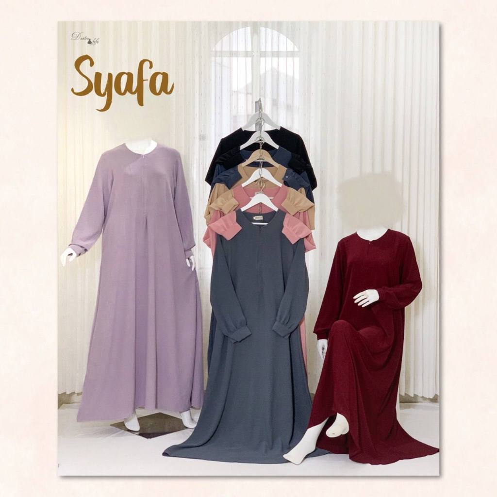 Syafa Gamis by Daster Fifi | Cotton Crinkle Airflow Premium Dress Gamis Kancing Busui Akhwat Gamis