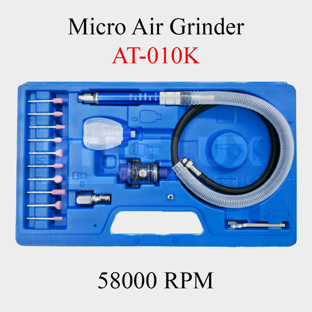 Micro Air Grinder AT-010K 58000 RPM 3mm Gerinda Angin Mini Die Kit Mata Bor Drimer