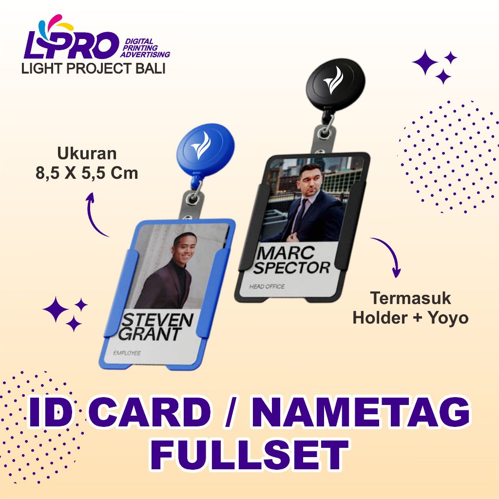 ID Card PVC FULLSET / Nametag Bahan PVC Tebal Custom Design