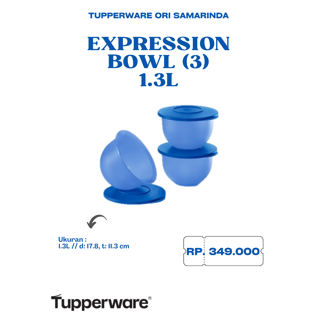 Tupperware Ori - Expression Bowl 1.3L Blue