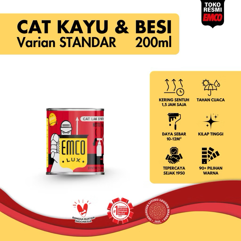 Emco Lux Cat Kayu & Besi 1/4 KG Mini 200 ml - Warna Standar