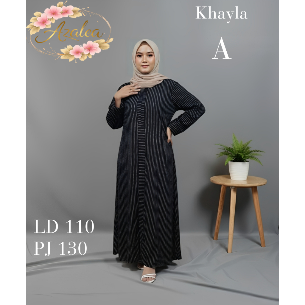 Azalea Dress Gamis Abaya Wanita Muslimah Polos Jumbo Simple Elegan Modis Kekinian