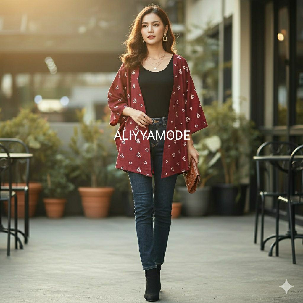 Outer Jumputan Super Jumbo Batik Solo Vest Cardi Outer Batik Wanita