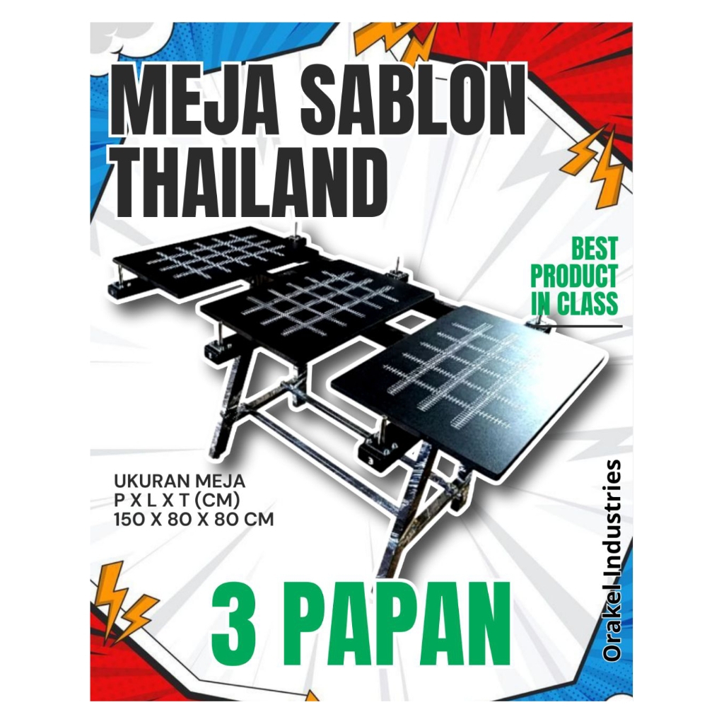 MEJA SABLON THAILAND 3 PAPAN DOUBLE PIN - FREE ONGKIR SEJAWA