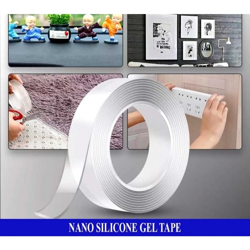 Double Tape Nano Perekat Transparant 3/5/10 Meter Lakban Bening Double Tape Perekat