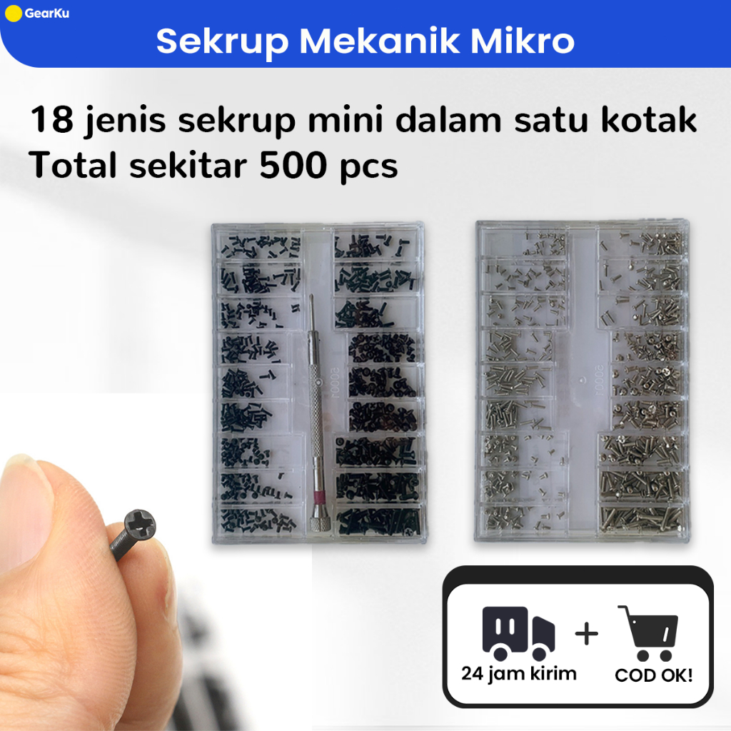 500 Pcs Baut Laptop Set /Baut Komputer/Baut Laptop Asus/Baut Laptop  Set Sekrup Baja Paduan Hitam – 