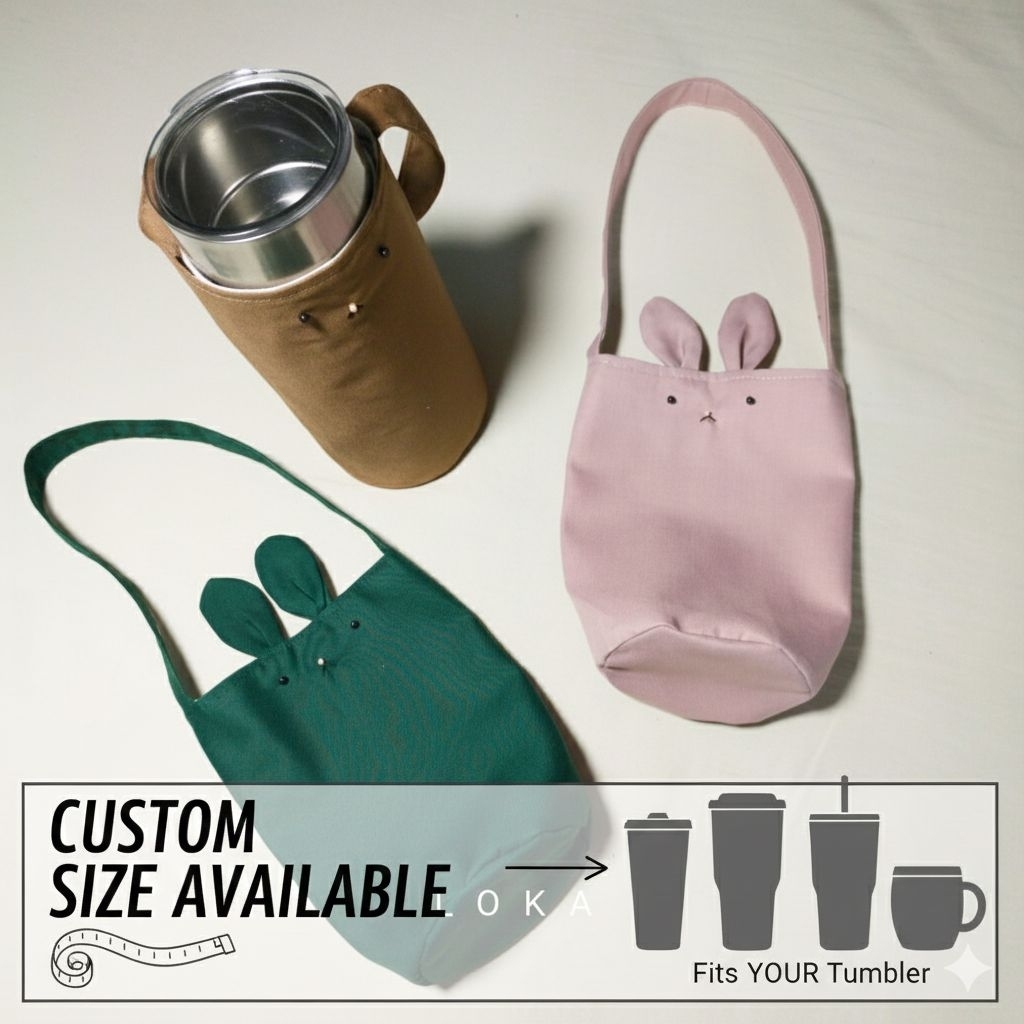 [CUSTOM] COVER tumbler karakter / tas botol minuman lucu / sarung botol tumbler holder handmade este