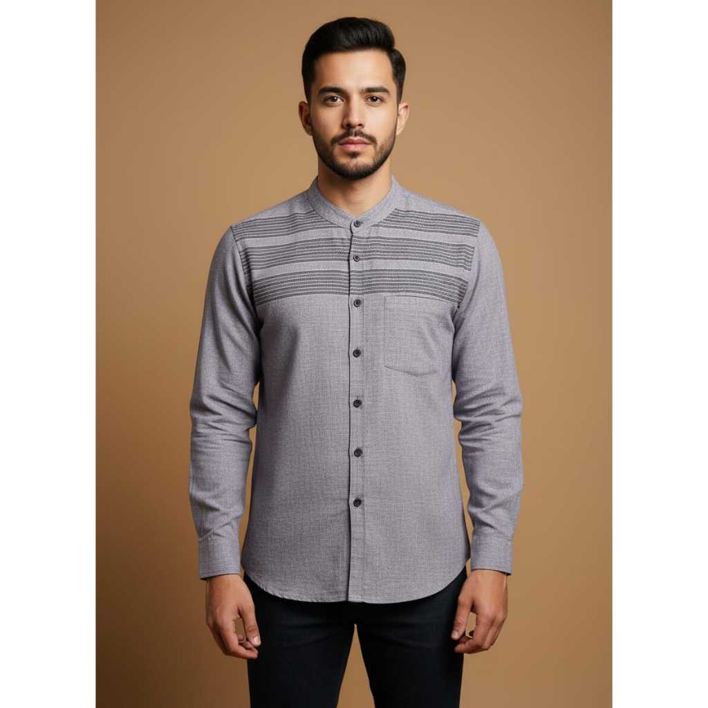 Hanz Style Kemeja Koko Kemko Pria Dewasa Lengan Panjang Motif Songket