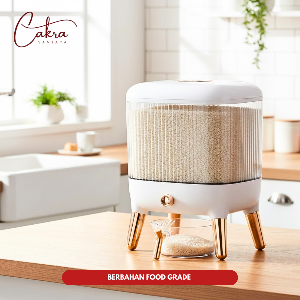CAKRA Dispenser Beras 10 Liter Aestetic Tempat Penyimpanan Beras Rice Box Dispencer Dengan Takaran 1