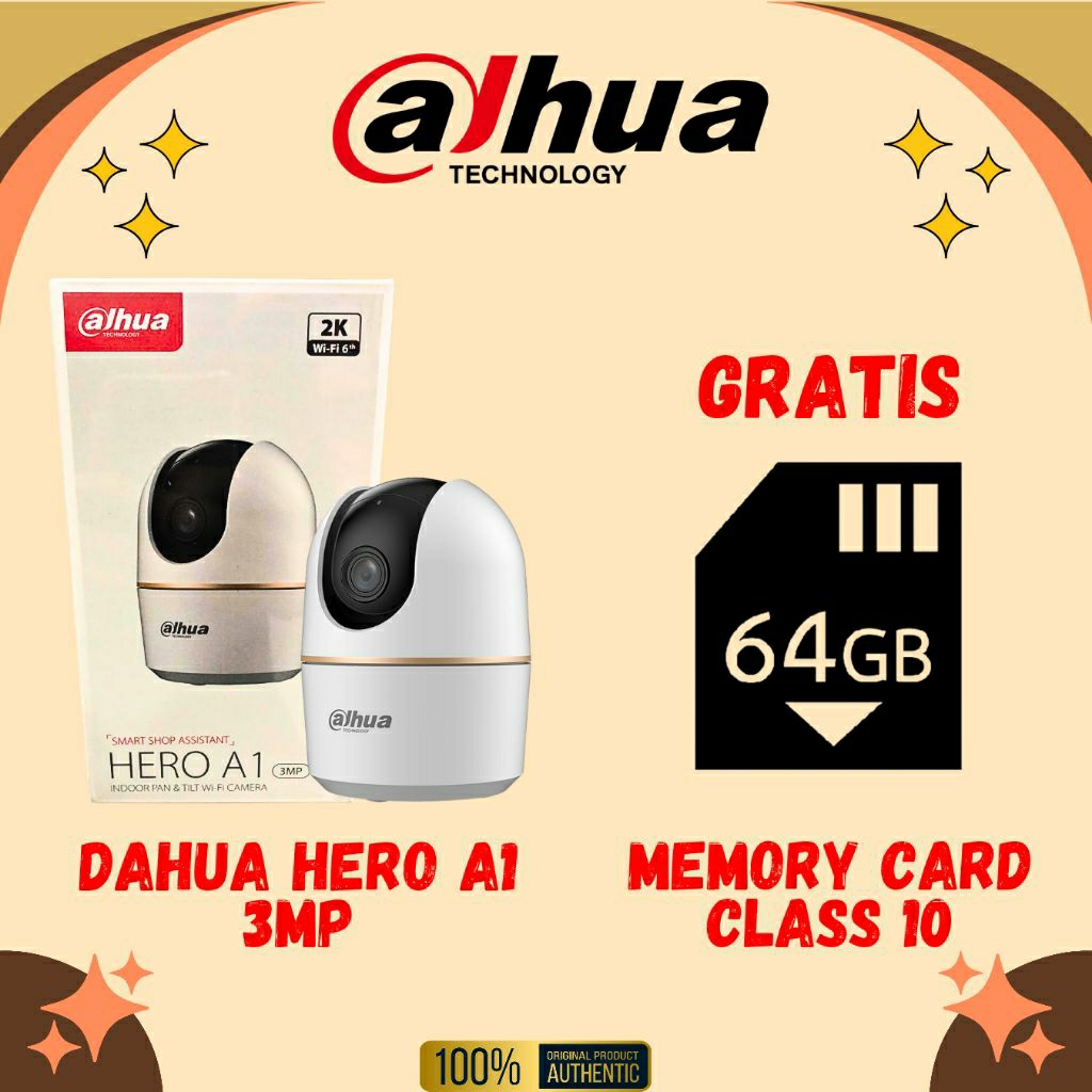 [PROMO] CCTV Dahua Hero A1 3MP 2K IP CAMERA Wifi Dahua Hero + Memori 32GB/64GB/128GB/256GB Class 10 