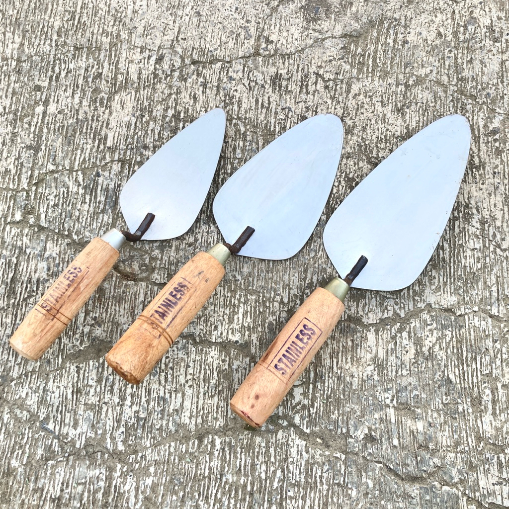 Cetok Tukang / Sendok Semen Stenlis Ukuran Kecil, Sedang, dan Besar