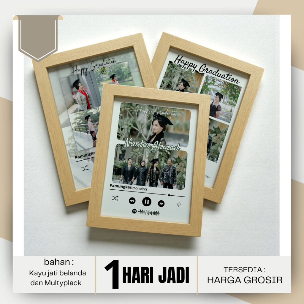 Bingkairasa Kado wisuda foto custom / hadiah wisuda foto frame / Kado foto custom untuk cewek