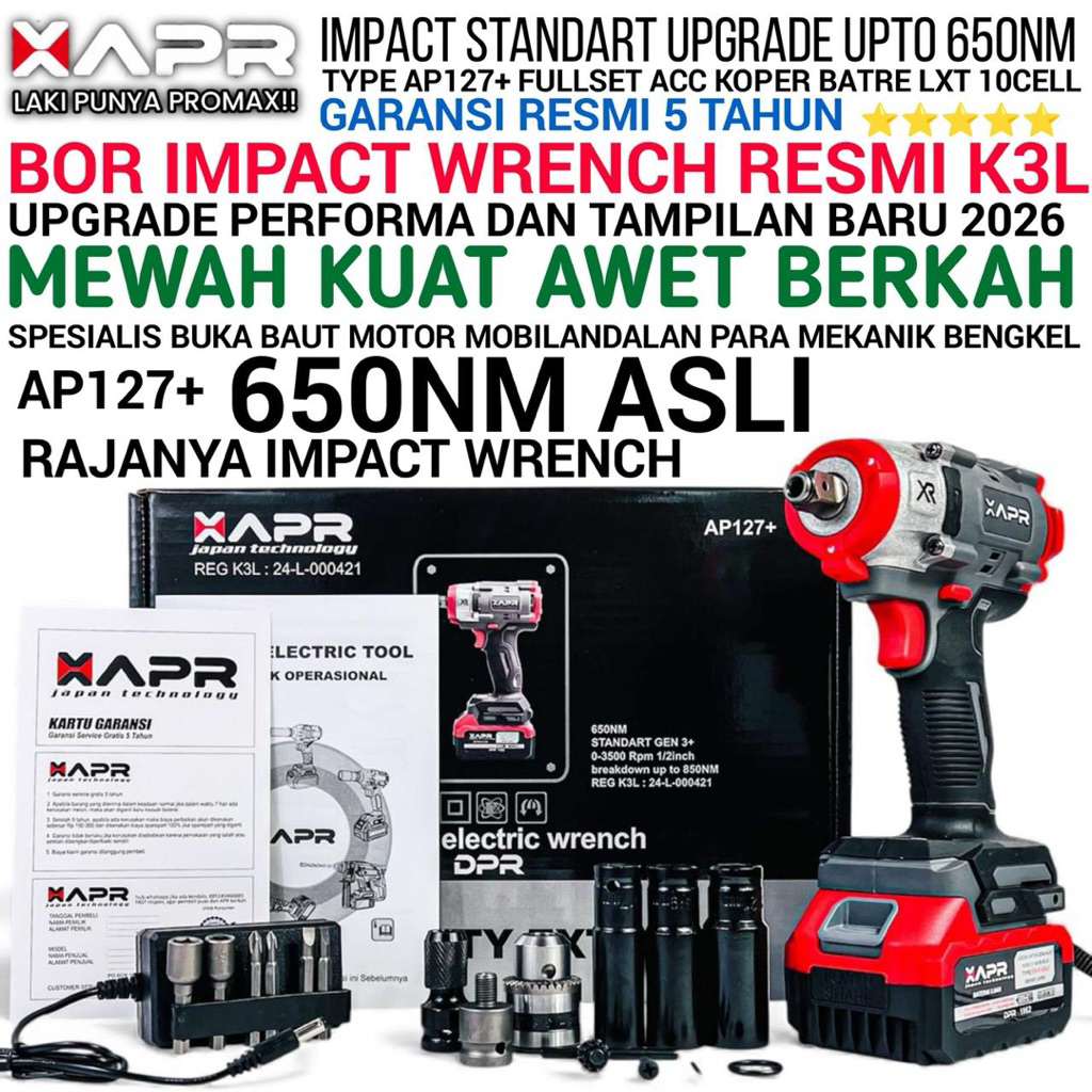 X-APR AP127+ IMPACT WRENCH 650NM 1BATERAI KARDUS