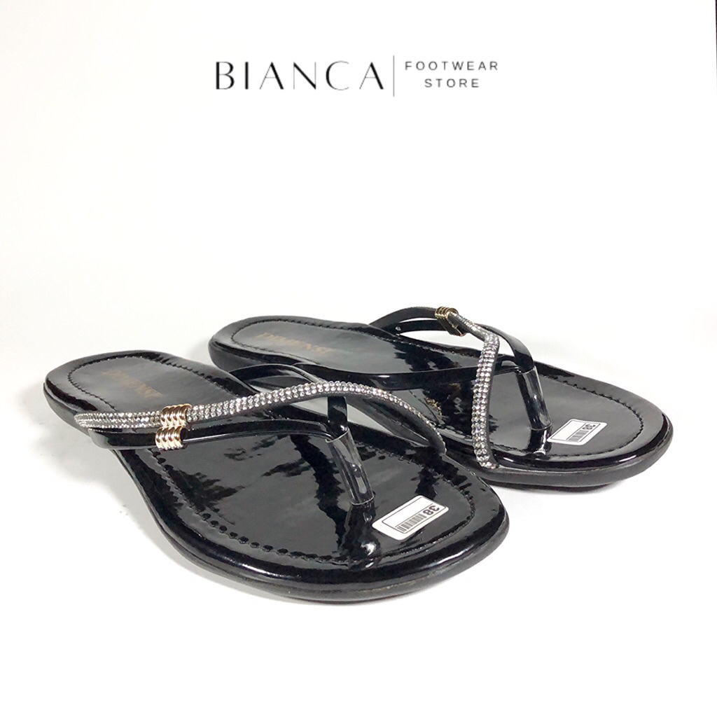 Sandal Japit Wanita Flat Teplek Bling Bling Sandal Wanita Jumbo Ukuran 38 - 42 Sandal Wanita Diamond