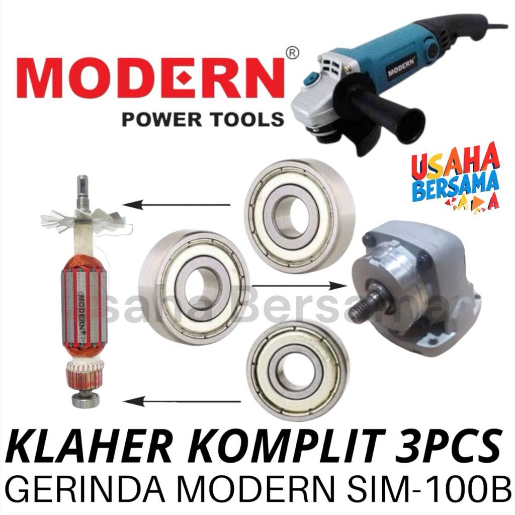 Bearing Set 3pcs Mesin Gerinda Modern SIM100B Laher Laker Lahar Bagian Kepala Spindle Angker Atas Ba