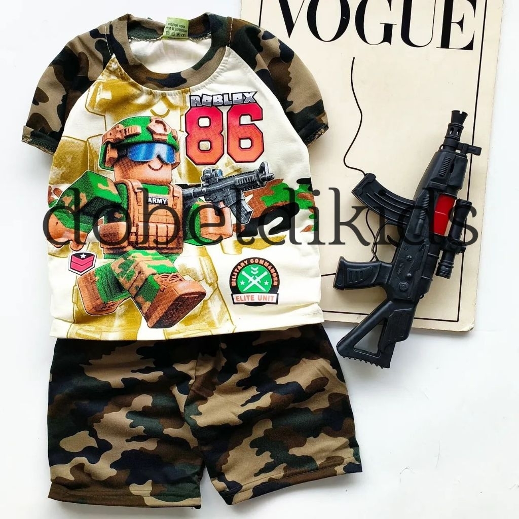BAJU ARMY ROBLOX. ANAK LAKI LAKI SETELAN HARIAN ANAK COWOK MOTIF TENTARA KEREN BAHAN BAGUS BISA PAKA