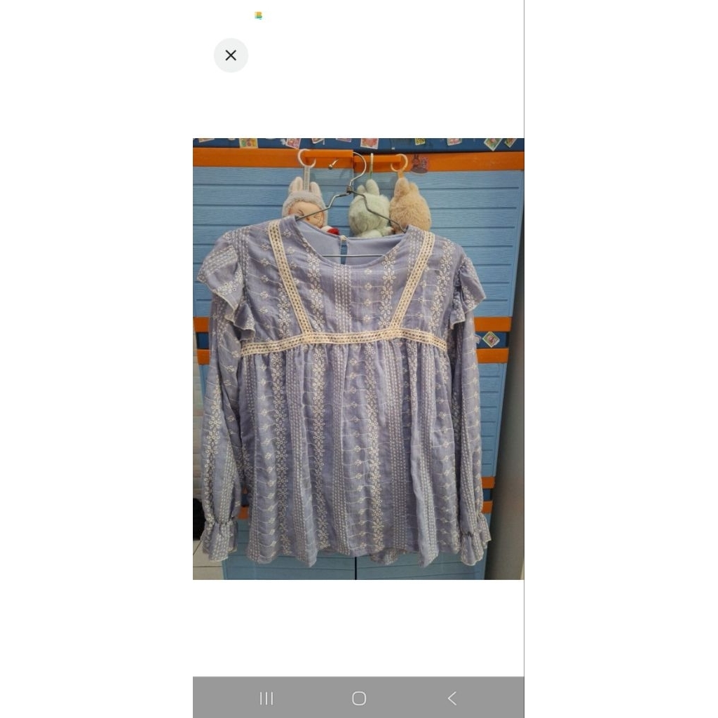 Blouse lengan panjang warna lilac