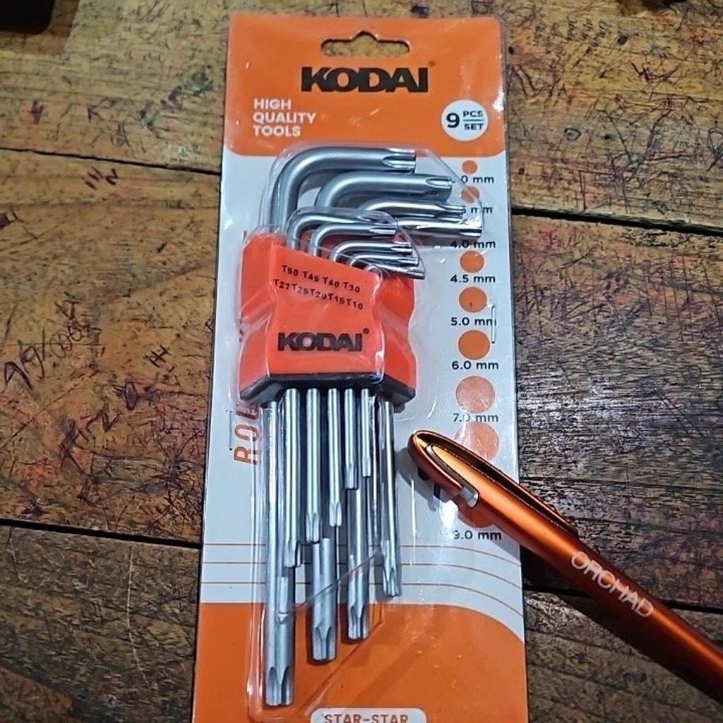 kunci L set bintang kodai berbahan crv chrome vanadium