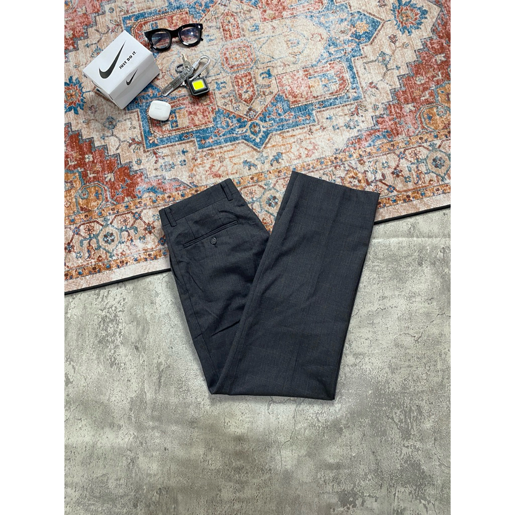 TROUSER PANTS WOOL BLEND TARTAN PATTERN