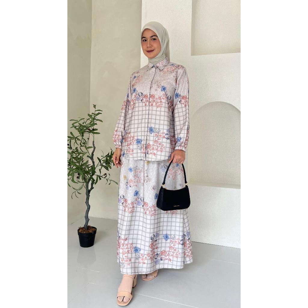ONE SET ROK / HANIYAH PRINTING / BAJU WANITA MUSLIM / WARNA DIABI ADIBA/ GROSIR TANAH ABANG