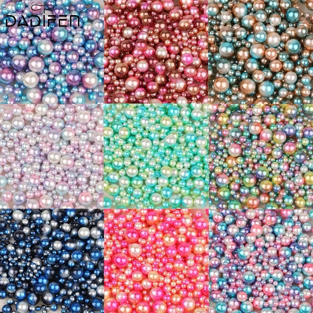 [Daidifen] Tanpa Lubang  Manik Mutiara Imitasi ABS - Manik Bulat Longgar untuk Pembuatan Perhiasan K