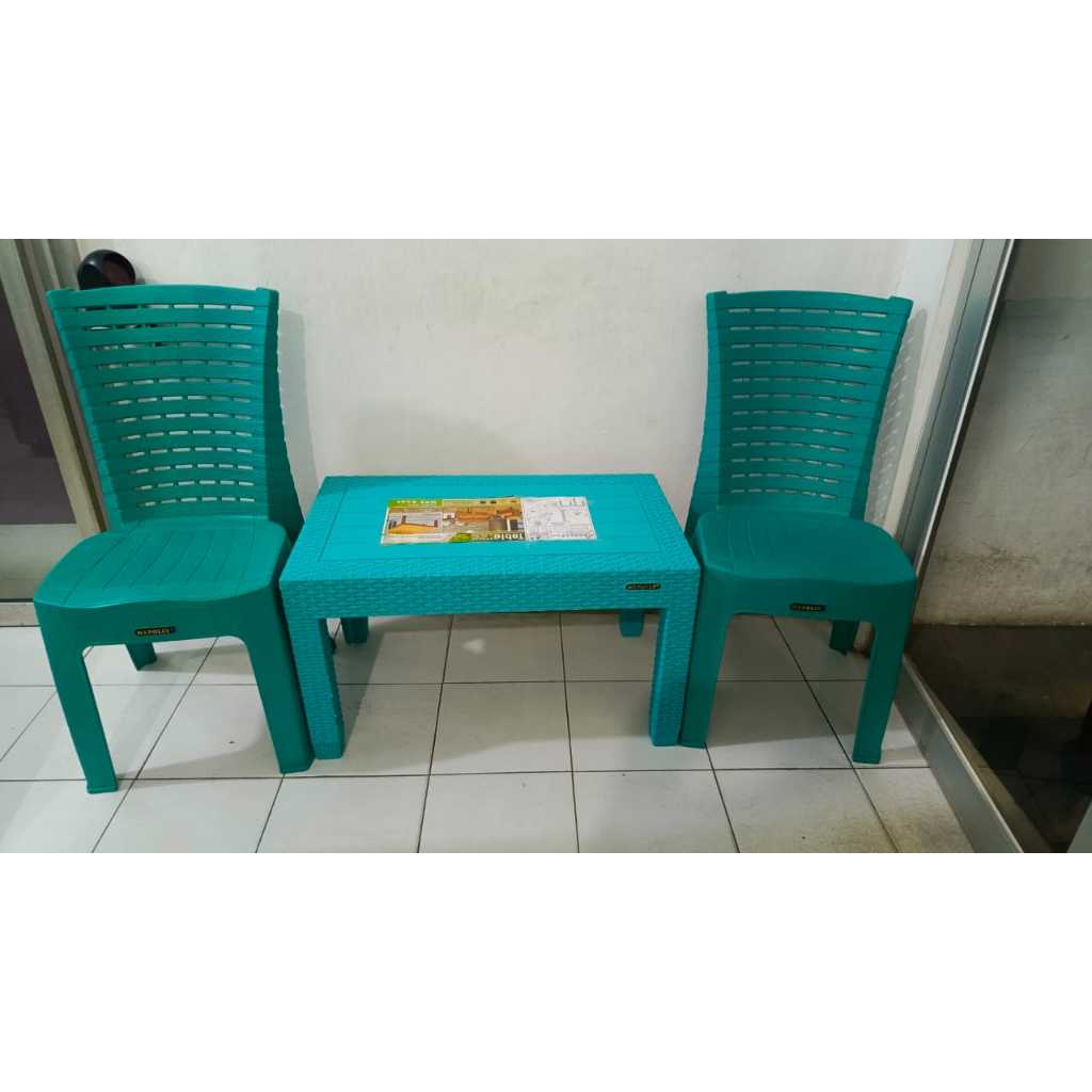 SET MEJA + KURSI TERAS ROTAN PLASTIK