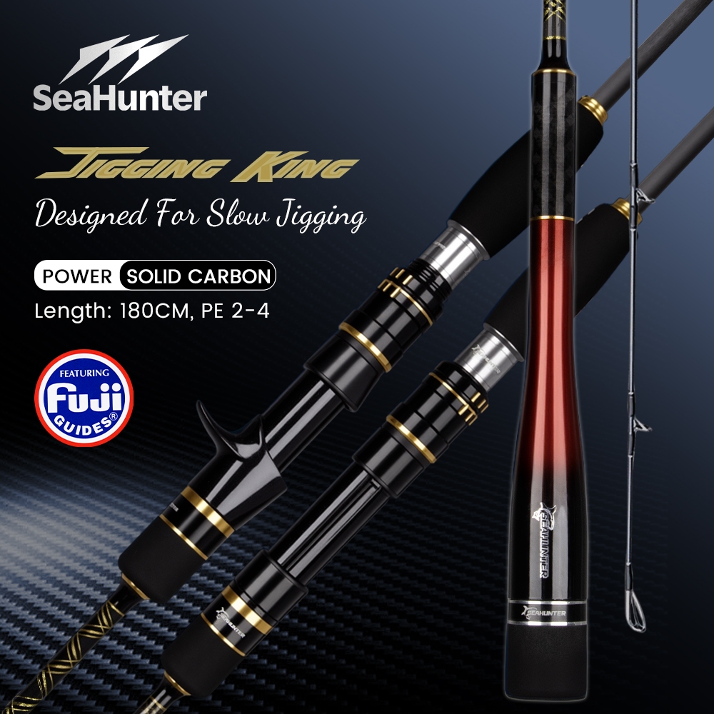 SeaHunter Jigging King Joran Pancing FUJI O Solid Carbon Jigging Rod Spinning Casting Rod 180cm, PE 