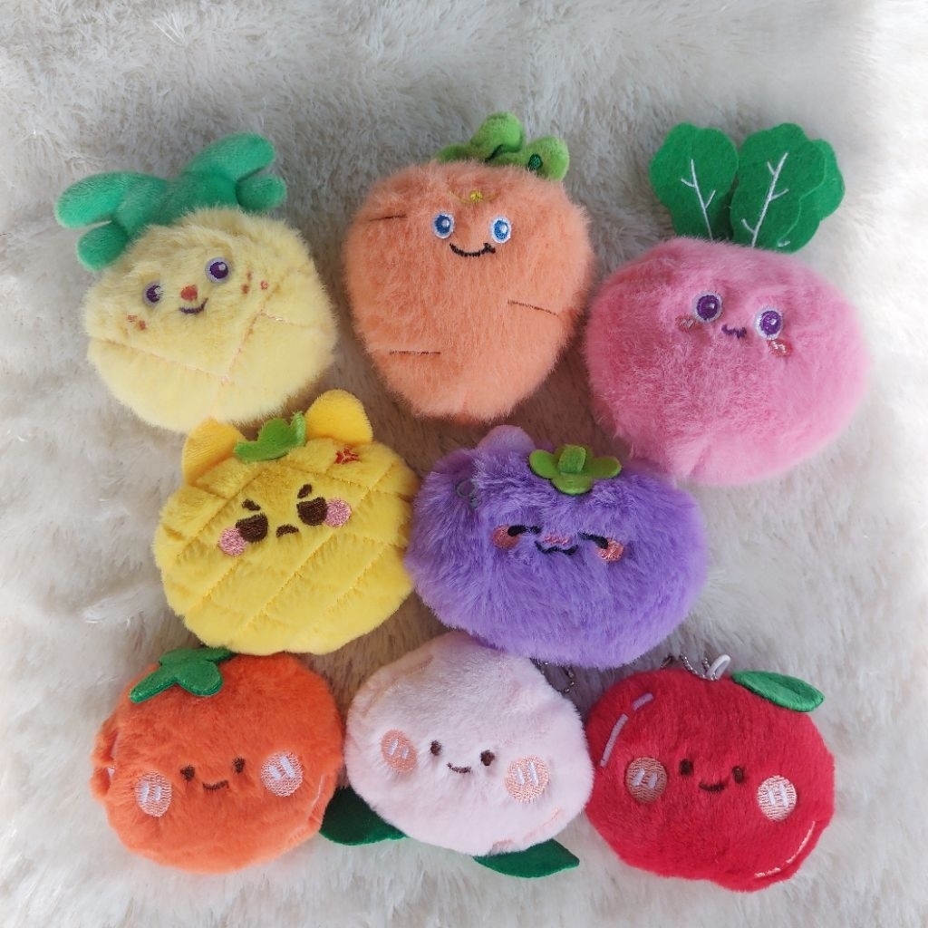 [READY STOCK] GANTUNGAN KUNCI BAG CHARM BUAH APEL JERUK PEACH NANAS BEET TERONG BONEKA LUCU
