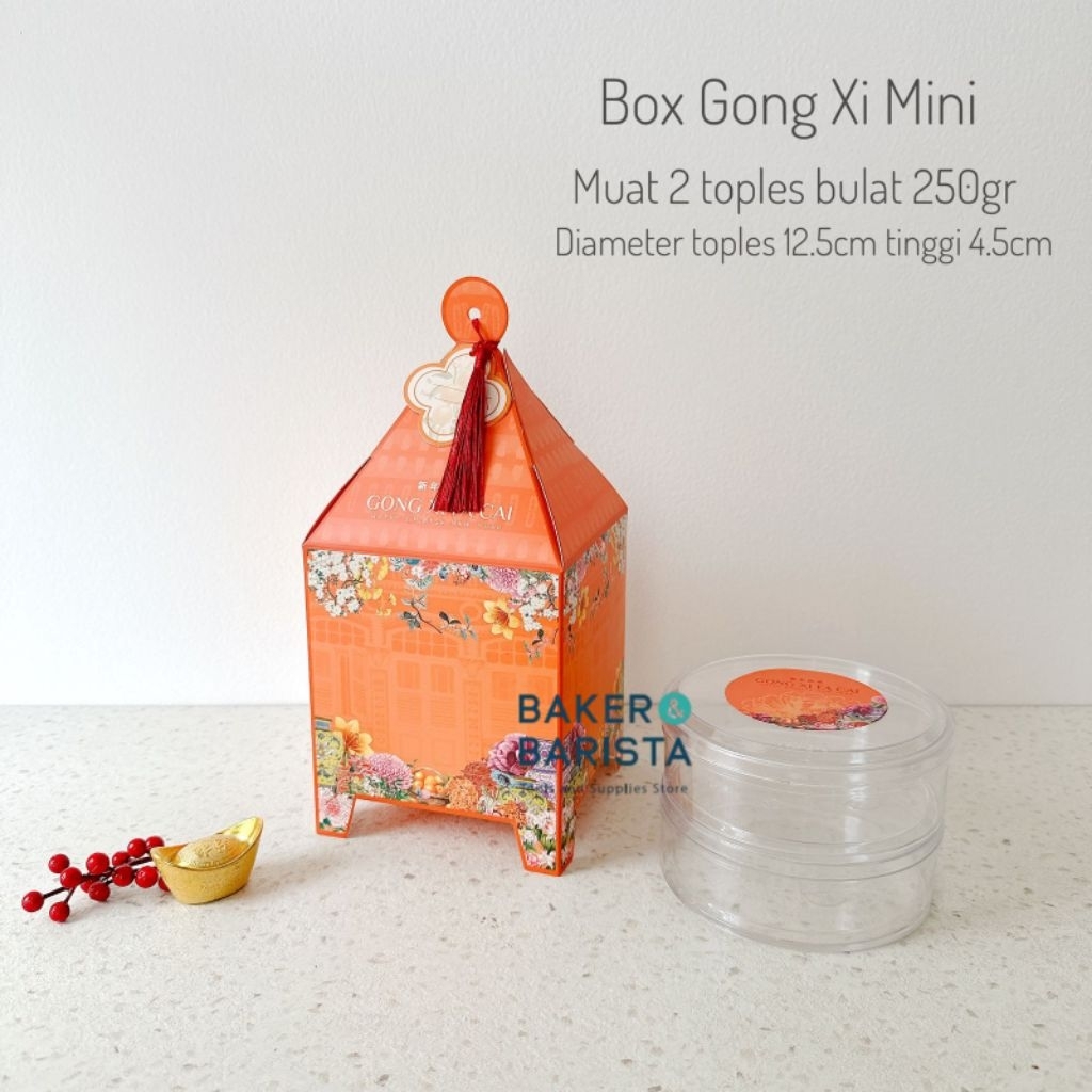 Imlek Box Gong Xi Mini Orange Kotak Kue Imlek Toples 250gr Bulat Kotak Hampers Imlek Lucu Estetik