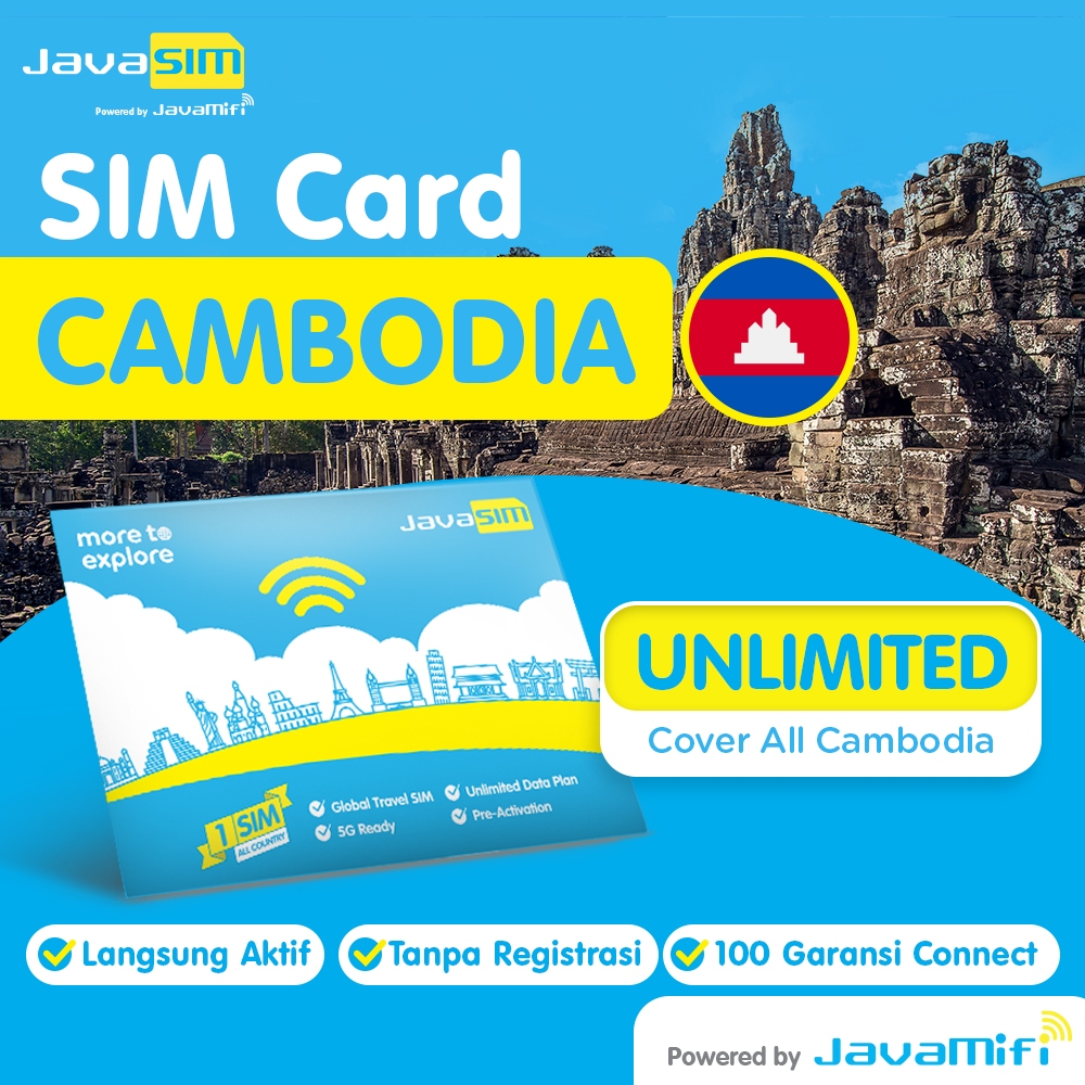 JavaMifi SIM Card Cambodia Unlimited Quota 5-15 HARI
