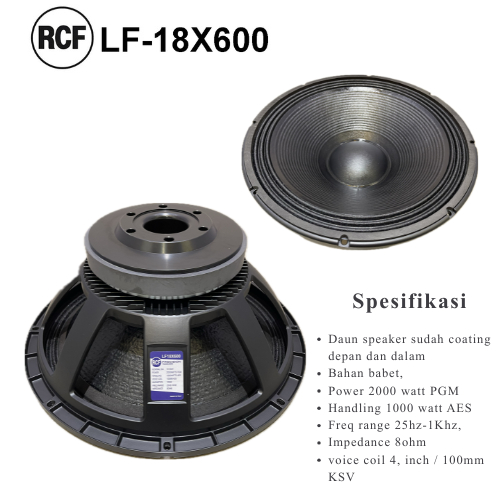 Speaker RCF LF18X600 LF 18X600 18 X600 18 Inchi Subwoofer 18in 2000 W