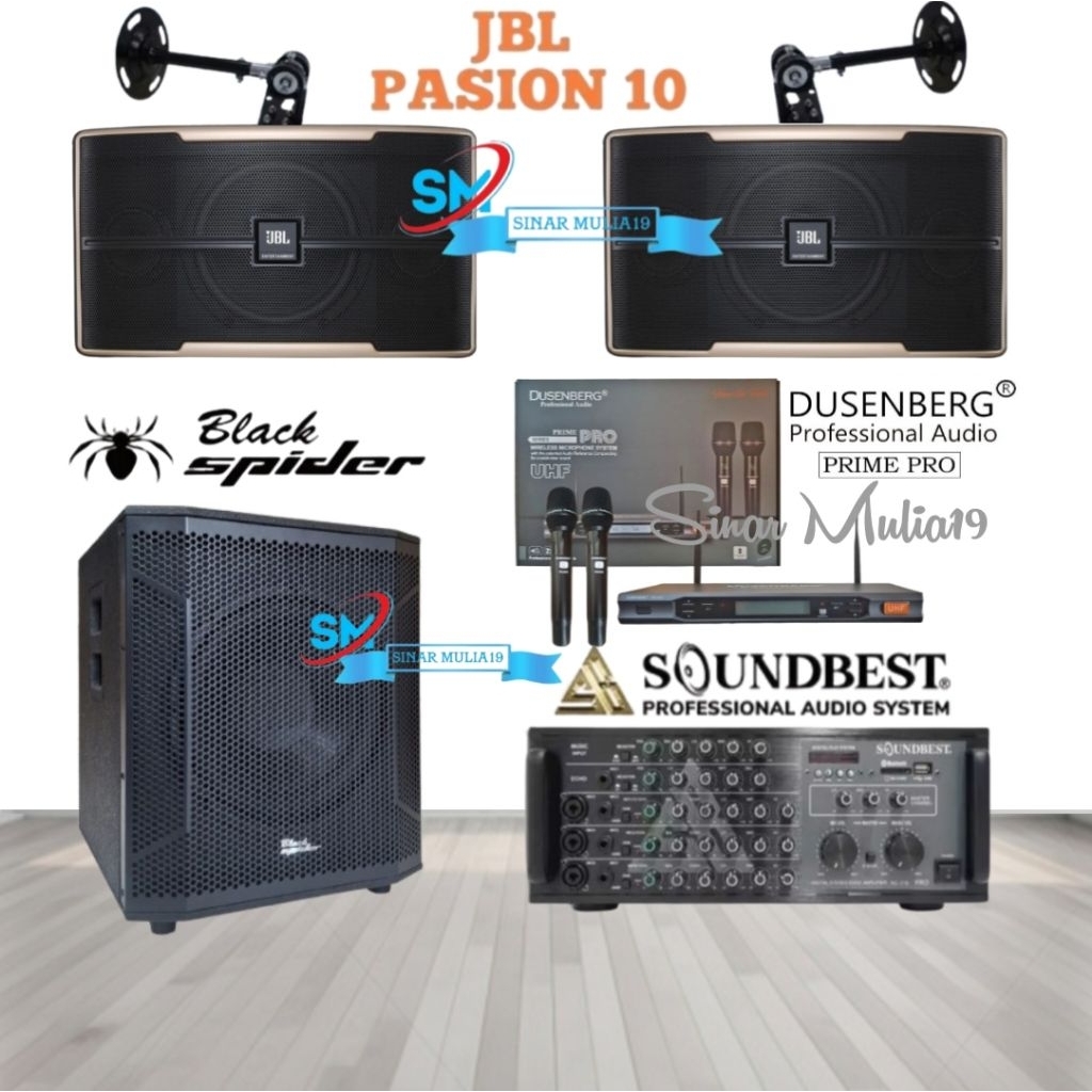 Paket Sound System Karaoke JBL Pasion 10 Original Amplifier Soundbest RC 218 PRO Subwoofer Aktif 12 
